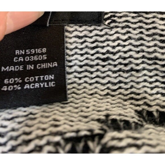 Karen Kane Aztec Black White Patten Waterfall Draped Open Front Cardigan Women M - Picture 4 of 11